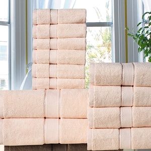 100 % Cotton 600 GSM 12 Piece Bath Towel Set Beige